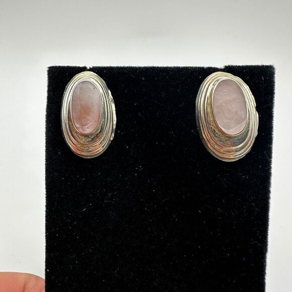 Mother of Pearl and Stamped Sterling silver post/ stud earrings! - Picture 12 of 15